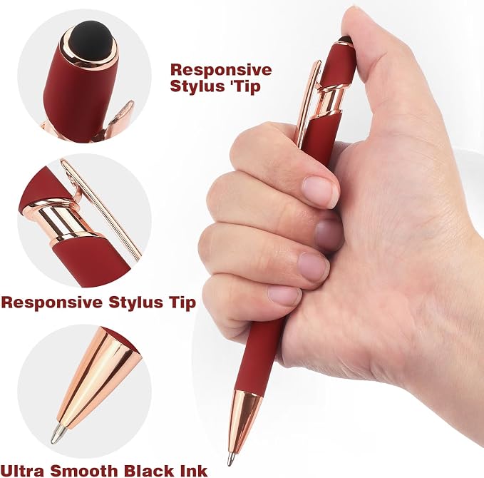 6 Pack Ballpoint Pen 2-in-1 Stylus Retractable Ballpoint Pen