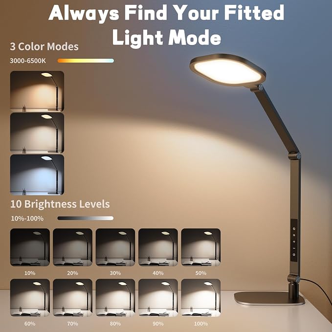 LitONES LED Desk Lamp for Home Office, 15W Desk Light