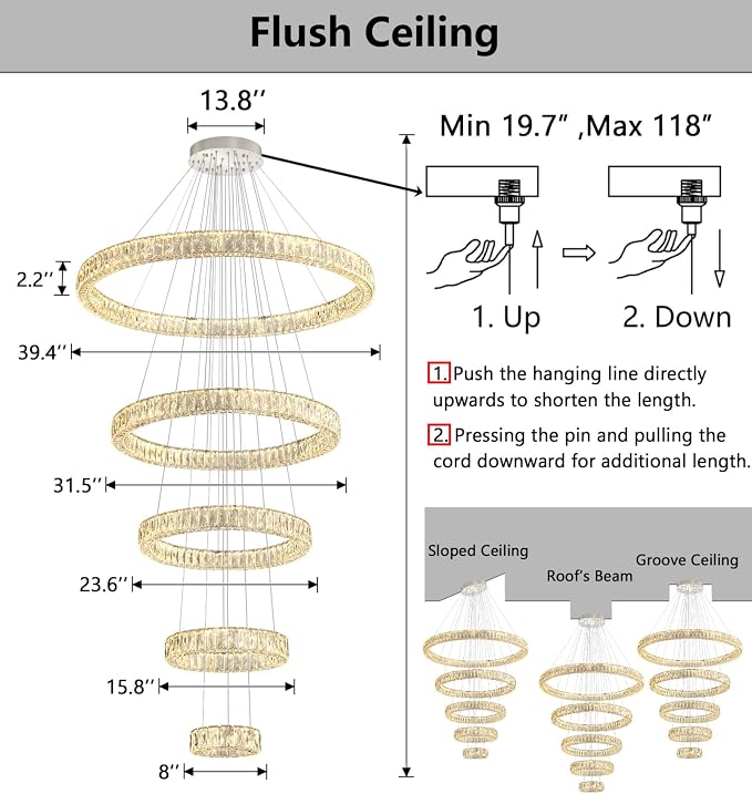 HAIXIANG 5-Rings Modern Chandelier