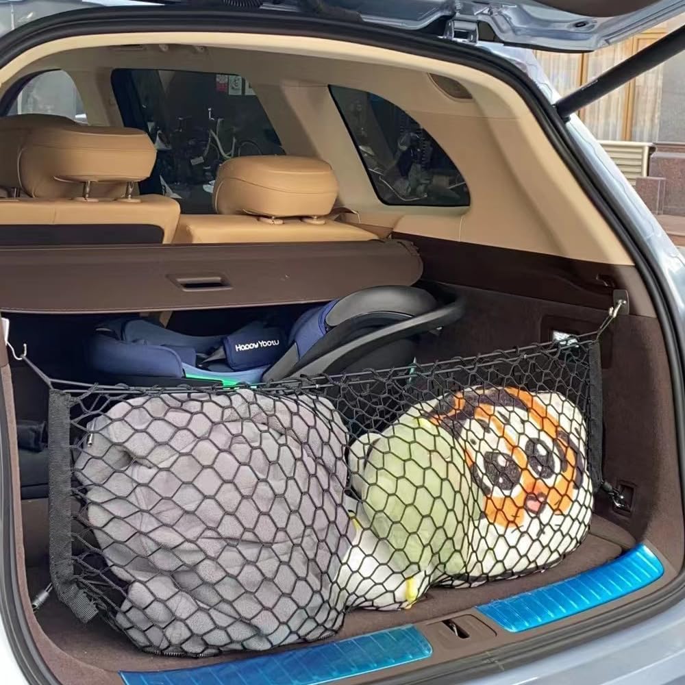 Trunk Cargo Net Compatible with 2020-2025 Cadillac XT6, Black Nylon, Hook Fastener