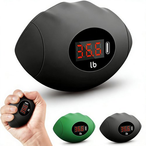 DIOTUSS Hand Grip Strengthener, Rechargeable Digital Grip Strength Trainer with LCD Display Up to 220lbs/100kg, Silicone Hand Exercise Ball for Forearm Finger Training & Stress Relief, for Adults and Kids