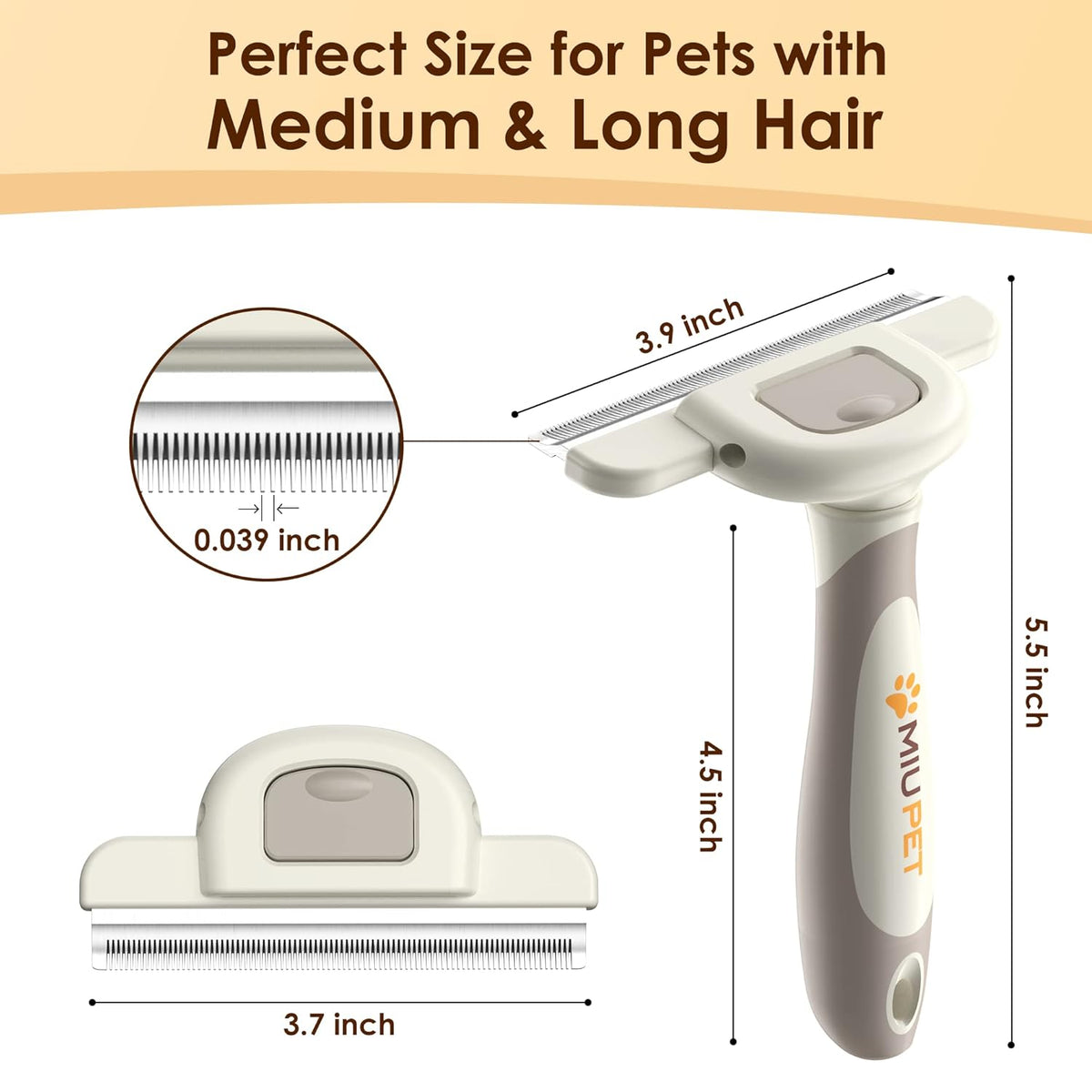 Skiennix Dog Deshedding Brush - Effortlessly Remove Loose Fur | Ergonomic Handle for Comfort