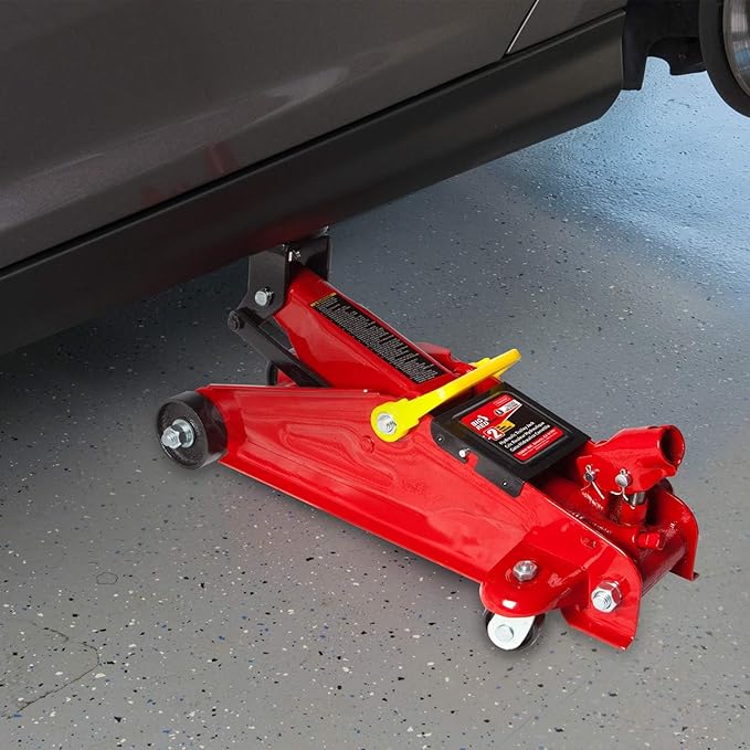 BIG RED 2 Ton Hydraulic Floor Jack, Low Profile Trolley Service Jack with 5.2"-13.3" Lifting Range, Heavy Duty Steel Car Jack for Sport Vehicle, Cars, Red