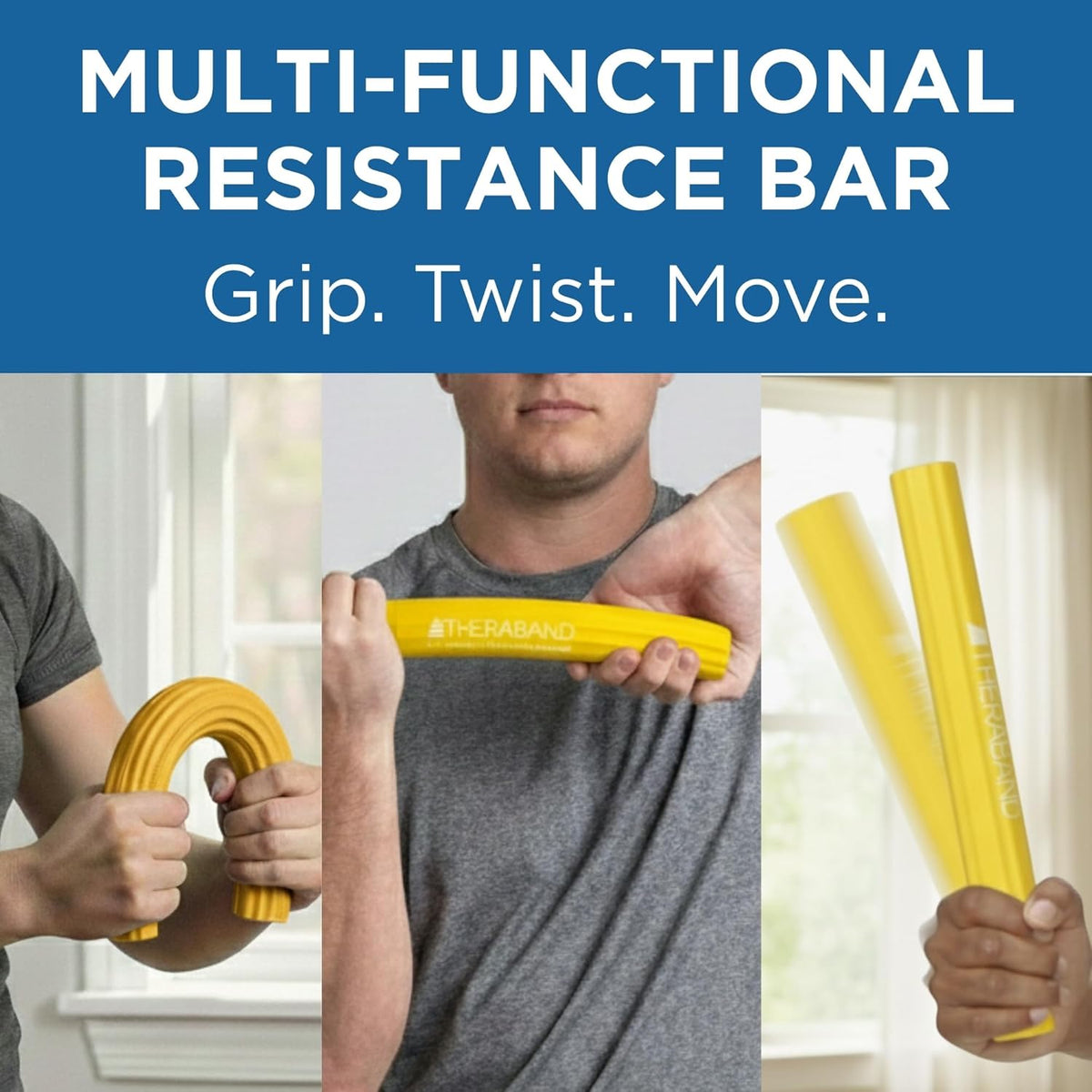 TheraBand FlexBar Resistance Bar - Extra Light Yellow Therapy Bar for Wrist & Forearm Exercises