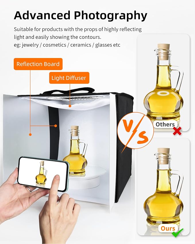 Glendan Mini Photo Studio Light Box, Portable Foldable Light Box Photography