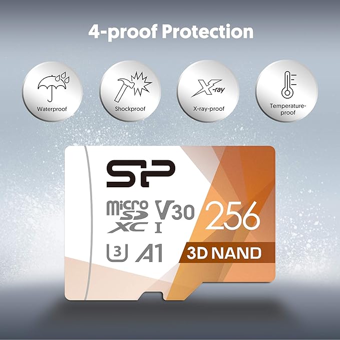 Silicon Power 256GB Micro SD Card U3 SDXC Up to 100MB/s High Speed Memory Card