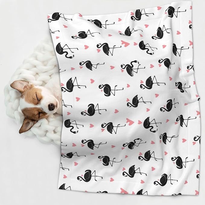 Two Sided Pet Cuddler Blanket for Anxiety Calming, Flamingo, Reversible Plush Design with Bubble Dot Pattern Provides Familiar Surface Anywhere