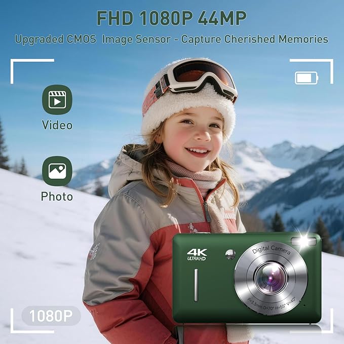 Digital Camera, 44MP FHD 1080P Point and Shoot Digital Camera
