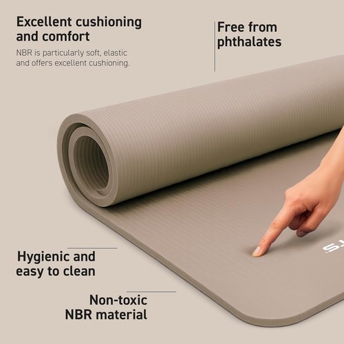 MSPORTS Yoga Mat - Premium Non-Slip Thick Exercise Mat for Home Workouts | Cushioned NBR Foam, Includes Strap