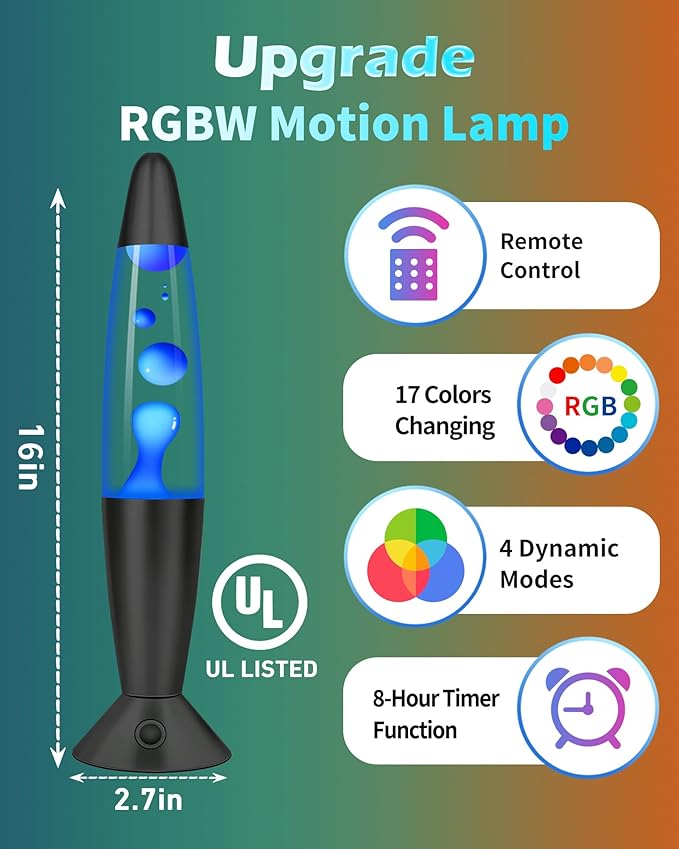 Color Changing Black Liquid Motion Lamps: 17 Colors LED Night Light for Adults with Remote & Timer, Smart Ambient Mood Lighting for Bedroom Office, Novelty Cool Christmas Birthday Gifts, 13 Inch