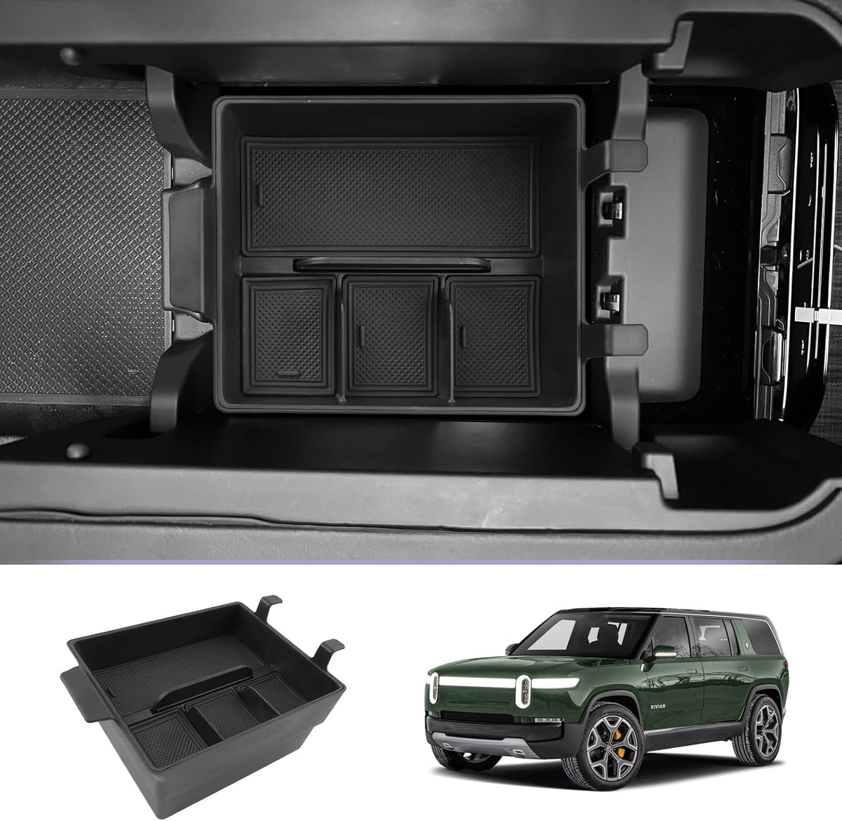 LUWU 2022-2024 R1T/R1S Center Console Organizer, 2PCS, Black