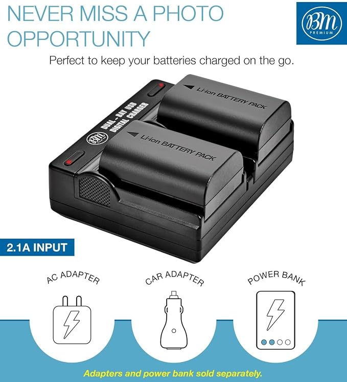 BM 2-Pack of LP-E6N Batteries and Dual Battery Charger