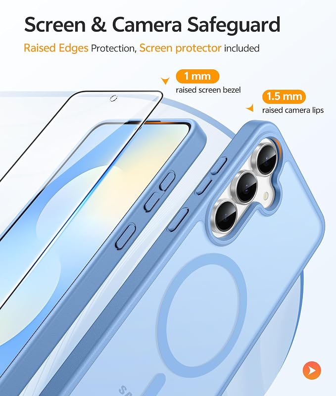 FNTCASE for Samsung Galaxy S25 FE Case: Magnetic Translucent Matte Military
