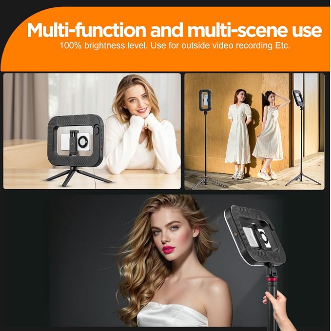 20W Ring Video Light with 8000mAh Built‑in Battery & 80inch Tripod 3H Max