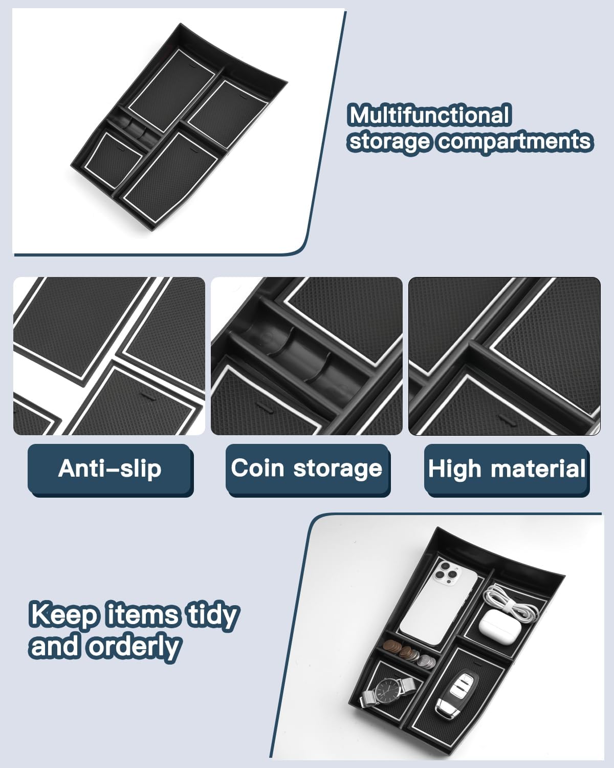 2021-2025 2026 Rogue Lower Console Organizer for 2026 Nissan Rogue Accessories ABS Under Console Organizer Compatible with 2021-2026 & 2026.5 Nissan Rogue S/SL/SV/Platinum//Rock Creek/Dark Armor