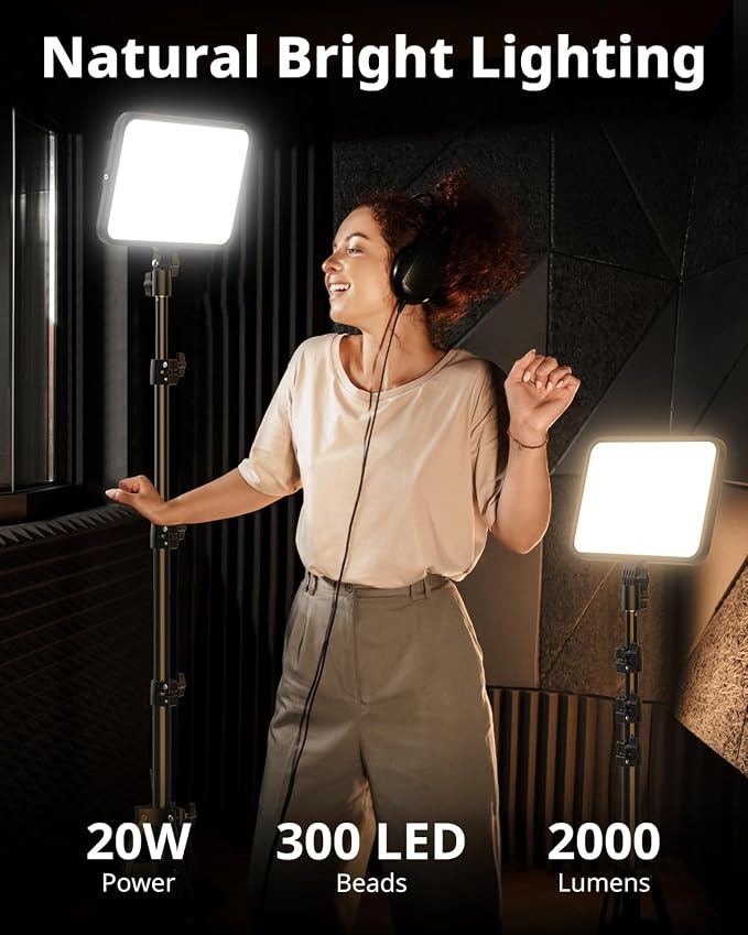 UBeesize 2 Pack LED Video Light Kit, Photography Lighting, Podcast Lighting