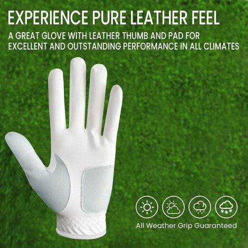 FINGER TEN Golf Gloves for Men - Stylish Patterns & Breathable Design | Comfortable All-Weather Grip, Sizes S-XL