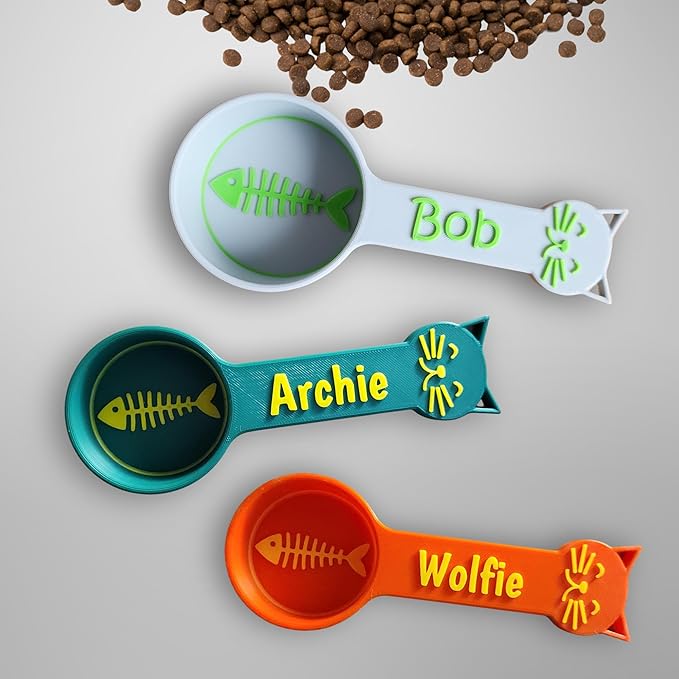 Personalized Cat Food Scoop, Cat Food Measuring Cup with Name, Kibble Scoop (10 oz - 1 1/4 cups)