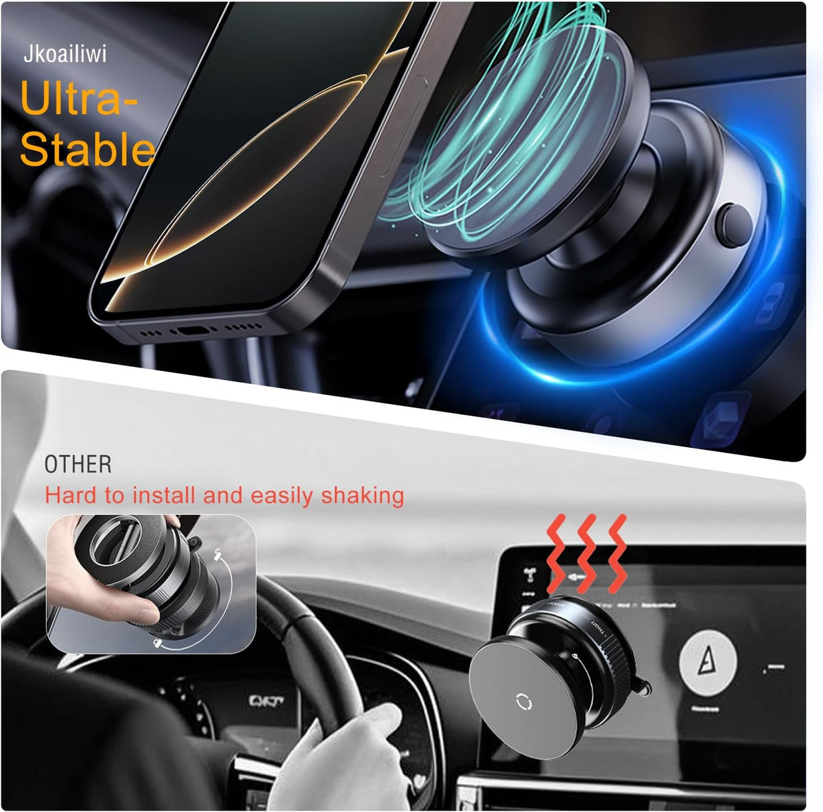 Electric Vacuum Magnetic Phone Holder for Car/Gym/Mirror/Marble Wall, Auto-Seal & Quick Release Suction Cup Phone Mount, 360° Adjustable for MagSafe Car Phone Mount for iPhone 17/16 Pro Max