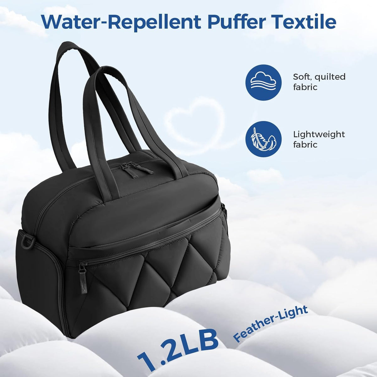 Skiennix Travel Duffle Bag for Women - Stylish Gym Bag with Shoe Compartment & Wet Pocket | Black