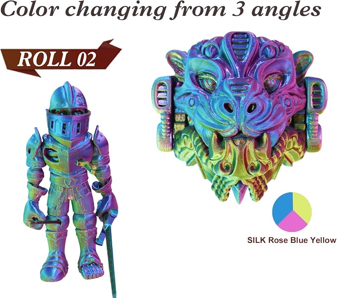 LOVOON Silk PLA 3D Printer Filament Bundle 2 KG, PLA Filament 1.75mm, Shiny