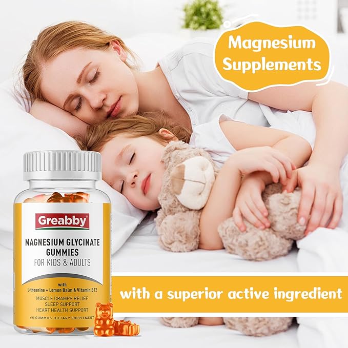 Magnesium Glycinate Gummies for Kids & Adults - Magnesium Glycinate 300mg Chewable Supplement - Promotes Sleep, Muscle, Relaxation (120Count)