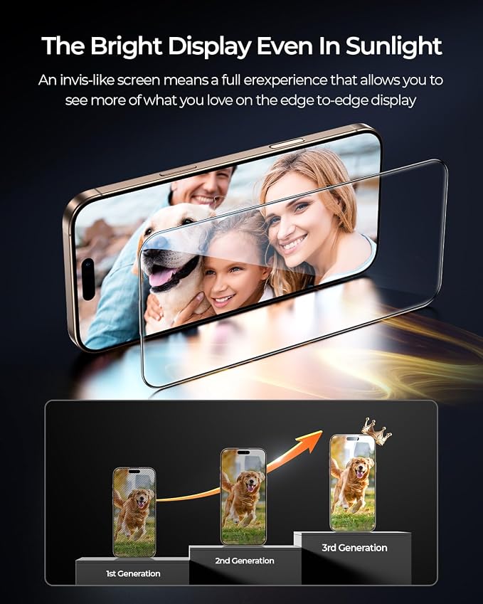 MRGLAS 4-Pack TOP 9H+ Glass for iPhone 15 Pro Screen Protector UNBREAK Tempered