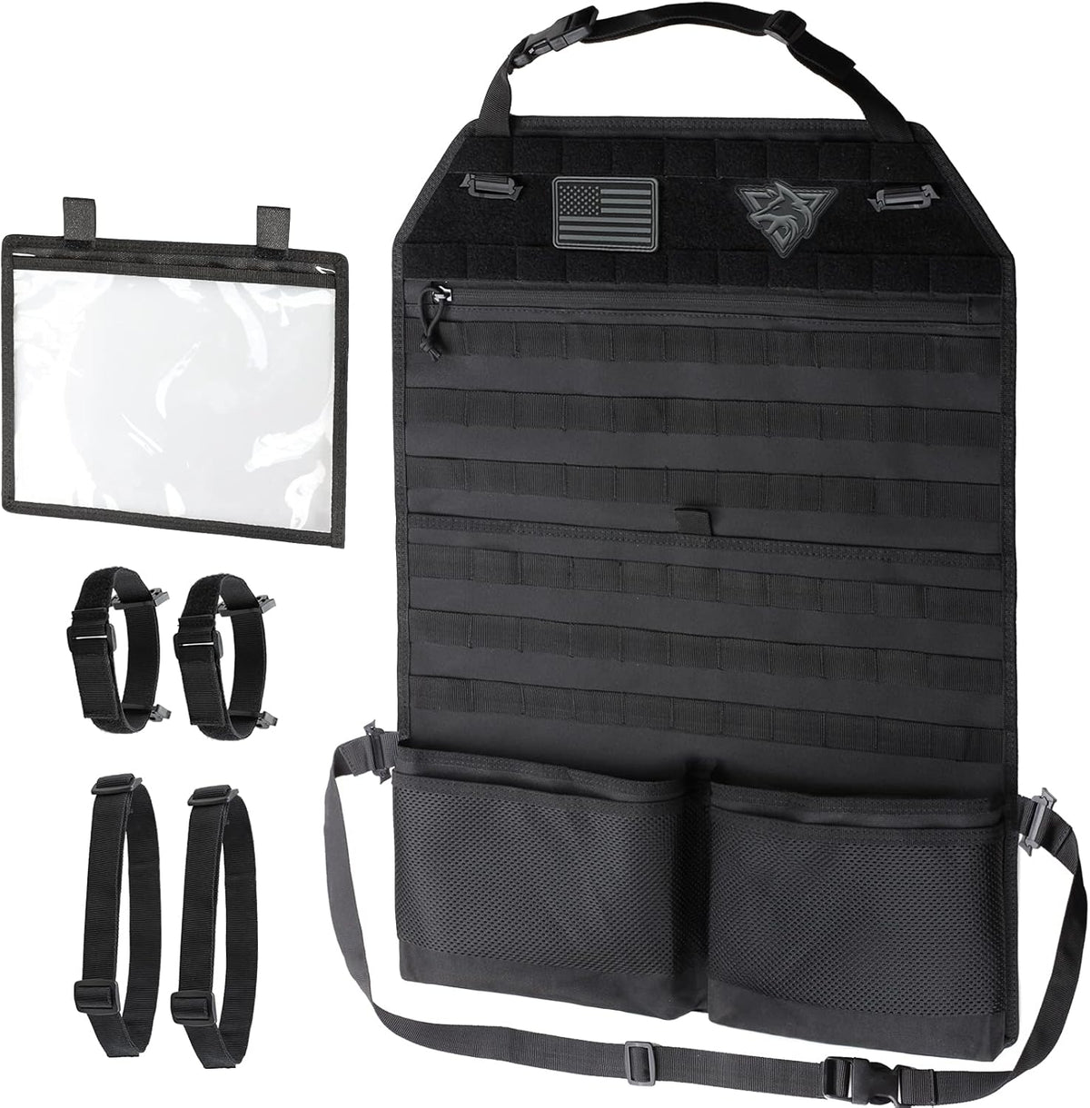 WYNEX Car Seat Organizer - Molle Backseat Cover with Visual Pockets & Sling Rack | Universal Fit for Trucks & SUVs