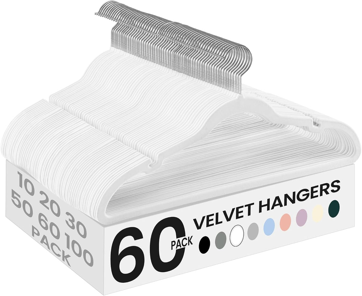 SONGMICS Velvet Hangers 60 Pack, Non-Slip Clothes Hangers, Space-Saving