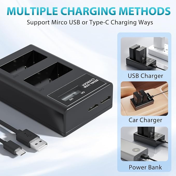 LP LP-E17 Battery Charger, LCD Display & USB-C Dual Slot Charger Compatible