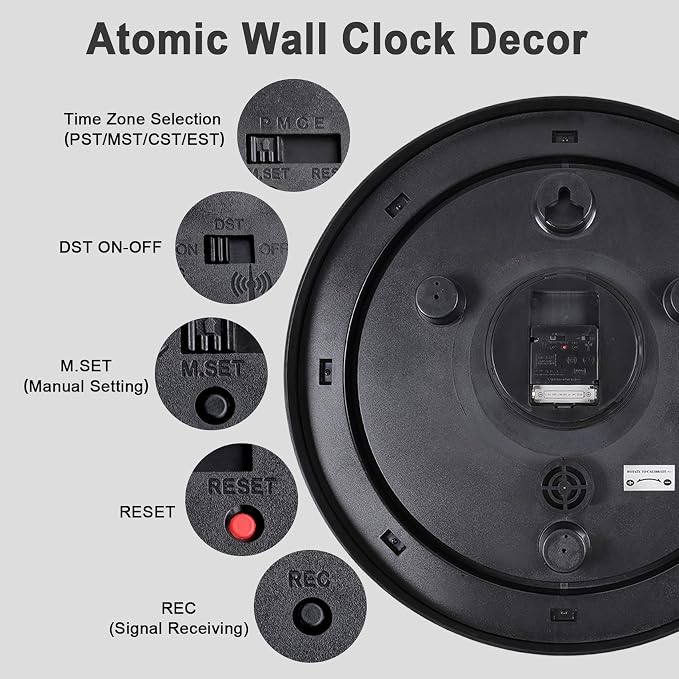 Atomic Outdoor Wall Clock 18 Inch Sealed Outdoor Waterproof Clock