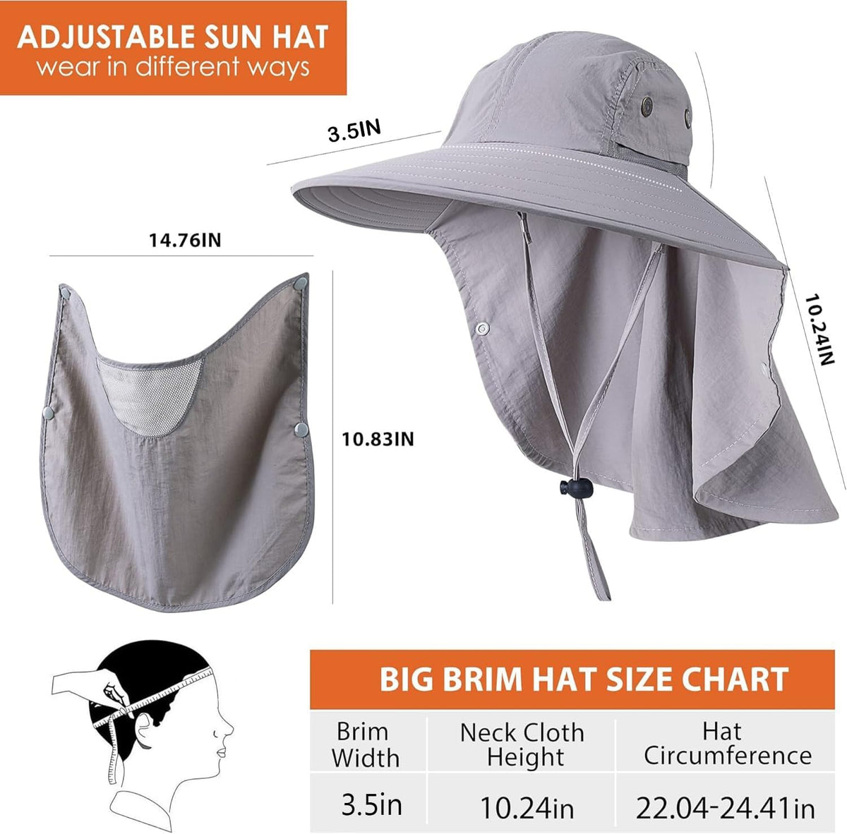 Skiennix Fishing Hat - UPF 50+ Wide Brim Sun Protection with Face Cover & Neck Flap