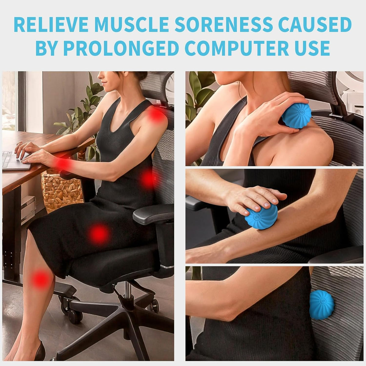 Skiennix Mini Vibrating Massage Ball - 10-Speed Foam Roller for Muscle Relief | Blue Color