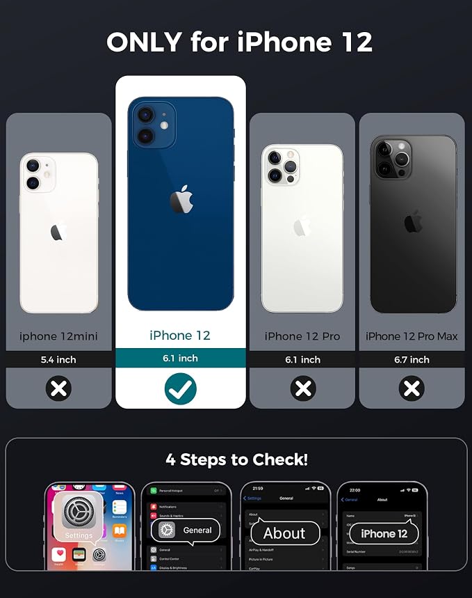Goton for iPhone 12 Case with Privacy Tempered Glass Screen Protector & Camera