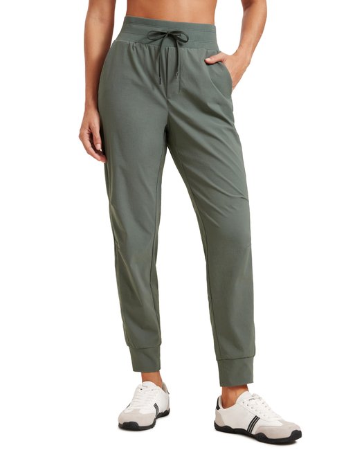 CRZ YOGA Athletic Joggers for Women 27.5" - Lightweight Travel Outdoor Hiking Pants with Pockets Grey Sage Medium