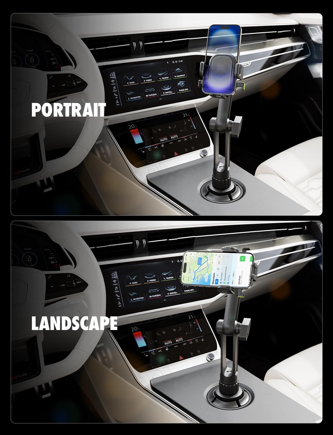Bracketron OneClick Cup Phone Holder for Car, 360° Rotation Expandable Base