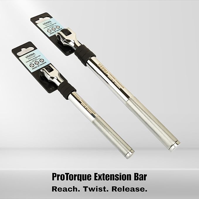1/2" Drive Breaker Bar – 12–17.75" 6-Stage Extendable Handle, 180° Flex Head, Chrome Vanadium, High Torque