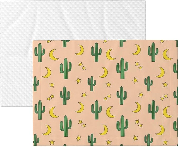 Double Sided Pet Mat for Dog Bed Topper Cat Blanket Furniture Protector, Cactuses Moon, Reversible Plush with Tactile Dot Pattern for Style Change