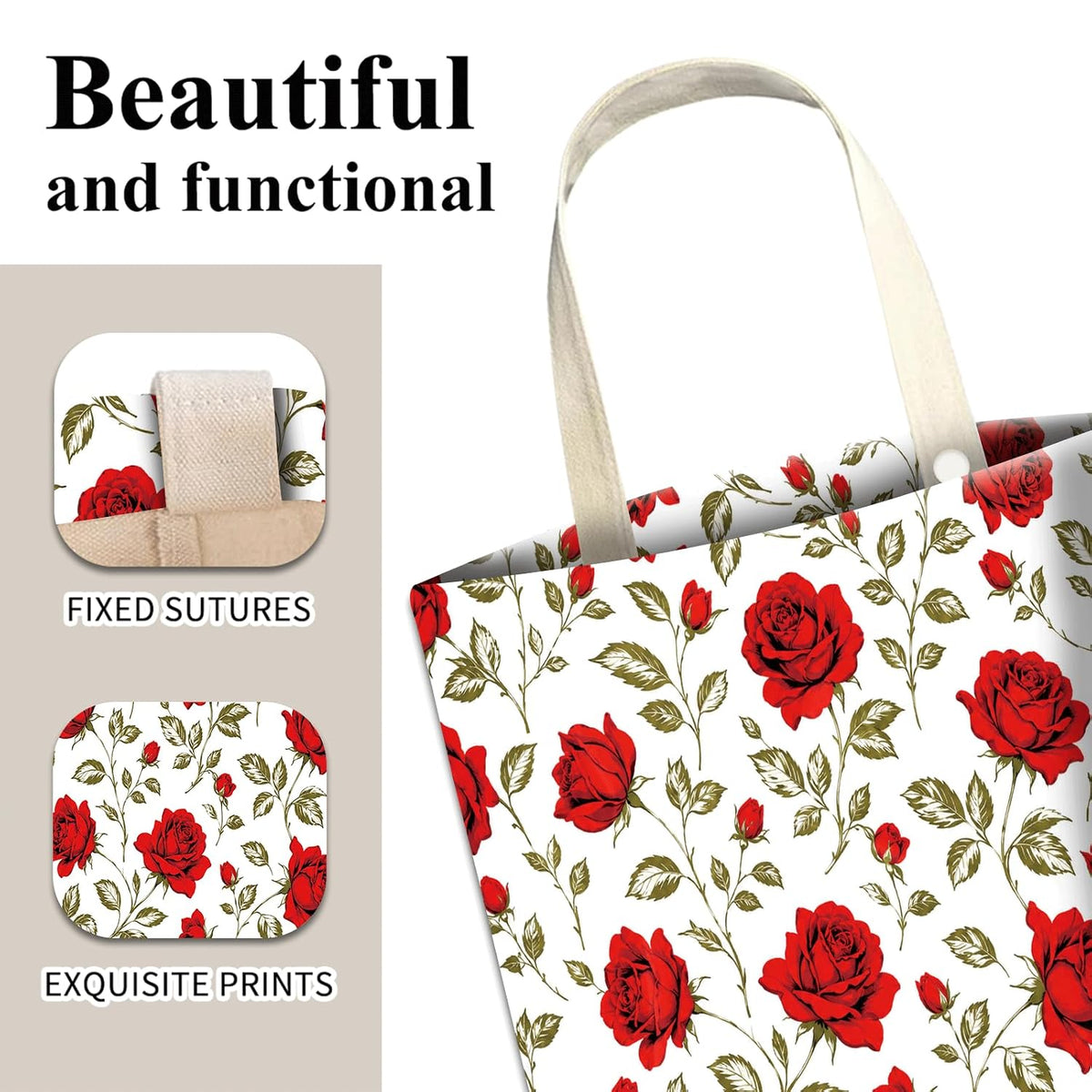 Car Trash Can, Cute Car Trash Bag, Hanging Car Organizer and Storage Bag, Trash Bin for Car Accessories, Vehicle, Travelling, Camping Red Rose Garden