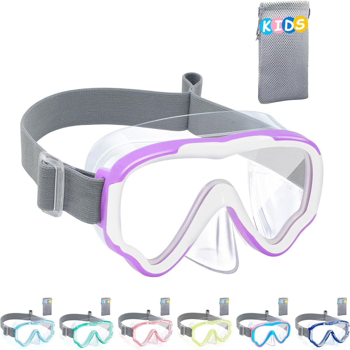 Vvinca Kids Swim Goggles - Anti-Fog Diving Mask with Nose Cover & Elastic Strap | Ages 3-14