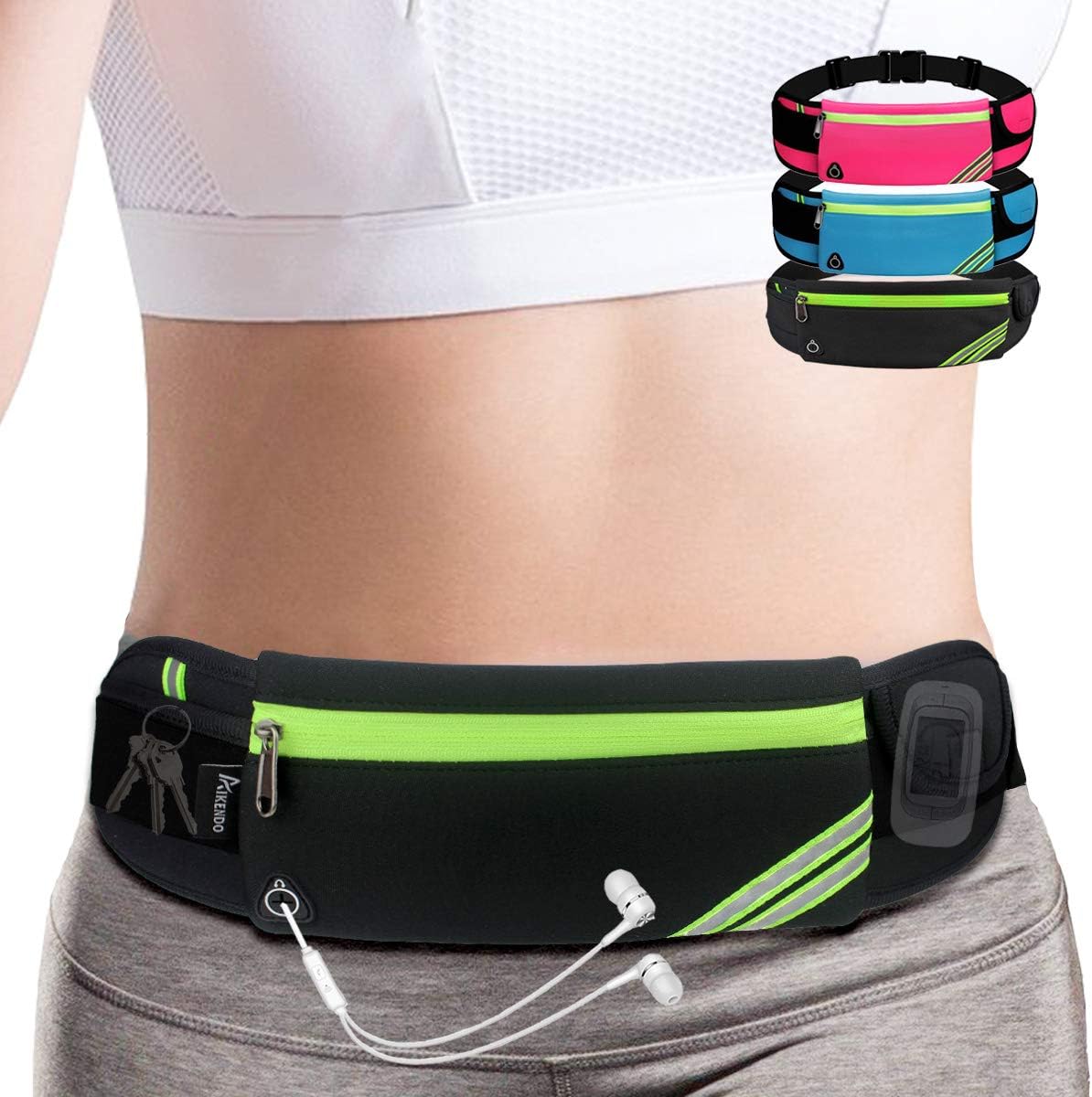 Skiennix Slim Running Belt - Reflective Fanny Pack for Hiking, Cycling & Jogging | Travel Money & Phone Holder