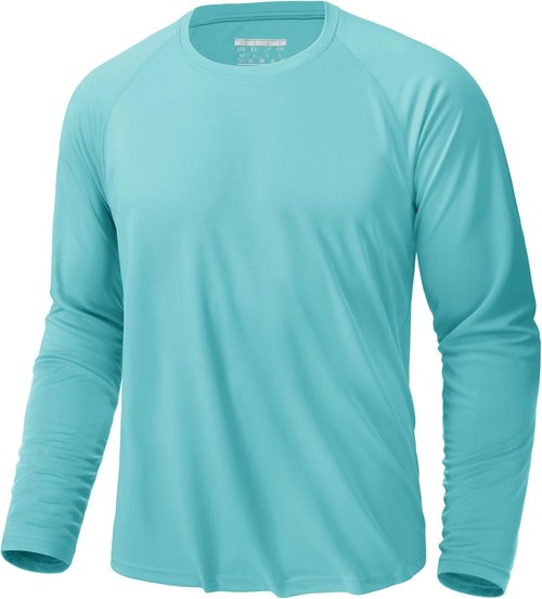 KEFITEVD Men's Long Sleeve UV Protection Shirt - Quick Dry Rash Guard for Fishing & Athletics