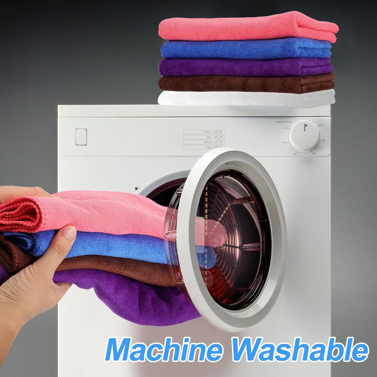 HARFINGTON 6 Pack Microfiber Cleaning Cloth, 24" x 16" Multi-Functional Cleaning Towels Reusable Absorbent Rags for Car Wash Kitchen Household Window Clean, Sapphire Blue