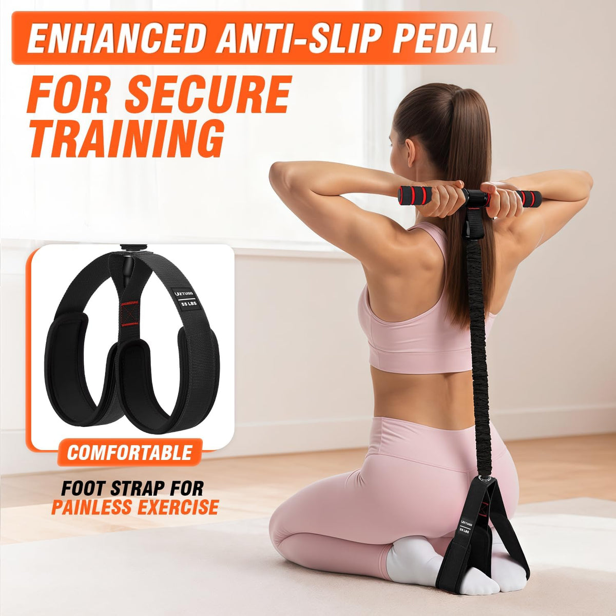 Pedal Resistance Bands - Upgrade Women’s Exercise Bands for Full Body Training | Core, ABS, Legs, Glutes