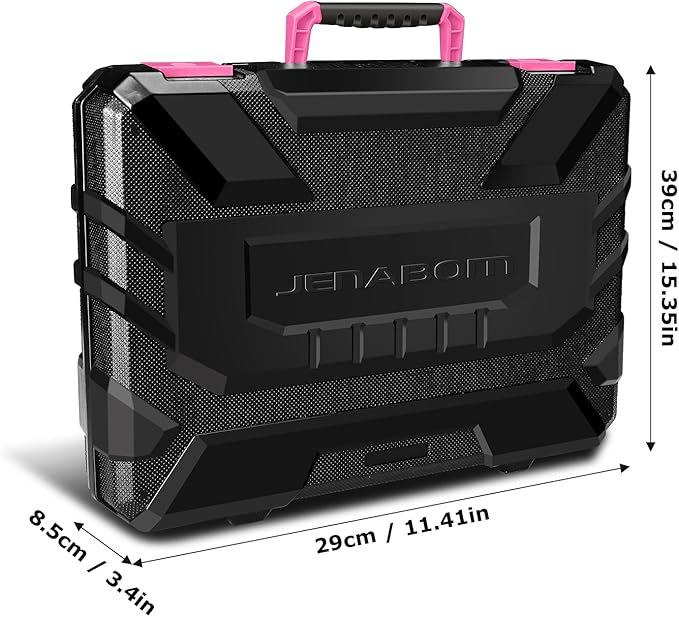 JENABOM Tool Set - 8V Cordless Drill Set, 127 Piece Home Tool Set With Hand Drill, Tool Kit for Women & Men, Perfect for Homeowner, Diyer, Handyman, Pink