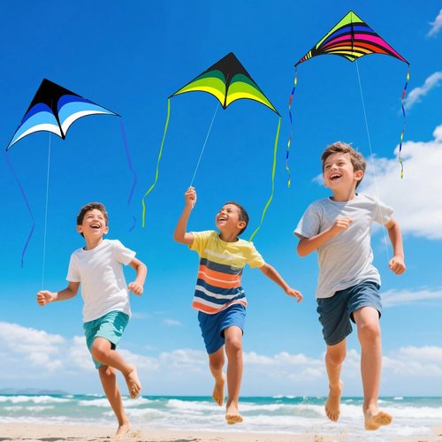 Mint's Colorful Life Delta Kite - Easy to Fly for Kids & Adults | Perfect for Beach Trips, 300ft String Included