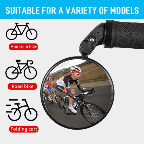 HIFROM Bike Mirror,Bicycle Rear View Mirror, Bike Bar End Mirror, HD Convex and 360 Degrees Rotatable Safe Rearview Bicycle Mirror Pack of 2