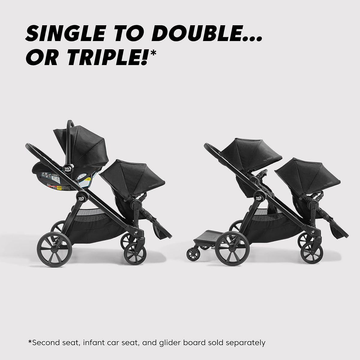 Baby Jogger City Select 2 Single-to-Double Modular Stroller Eco Collection Lunar Black