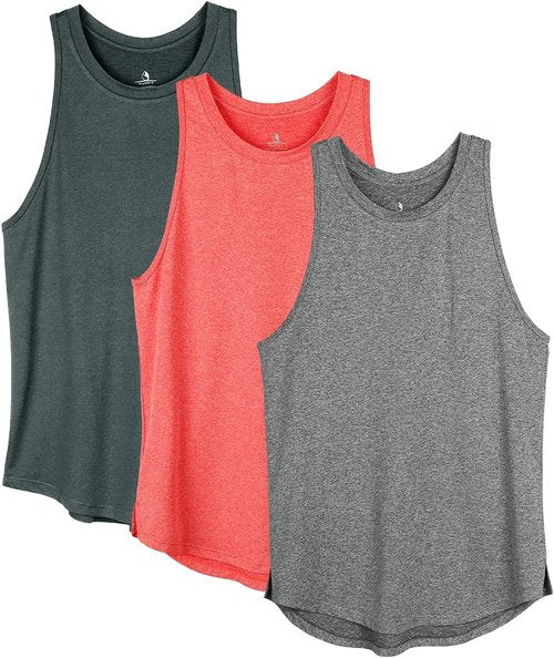 Icyzone Women's Racerback Workout Tank Tops - Pack of 3 Athletic Yoga & Running Shirts