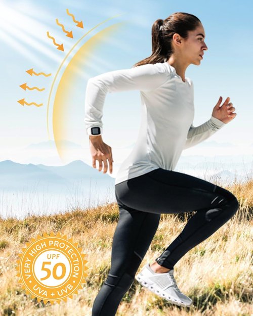 Isnowood Women's UPF 50+ Sun Protection Long Sleeve Swim Shirt - Athletic Top for Hiking & Running